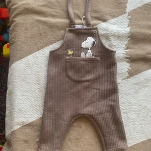 Zara snoopy soft overalls